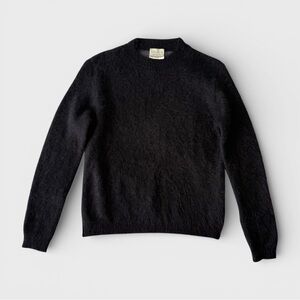 forte_forte - Mohair Blend Knit Sweater with Silk Back Panel – Black